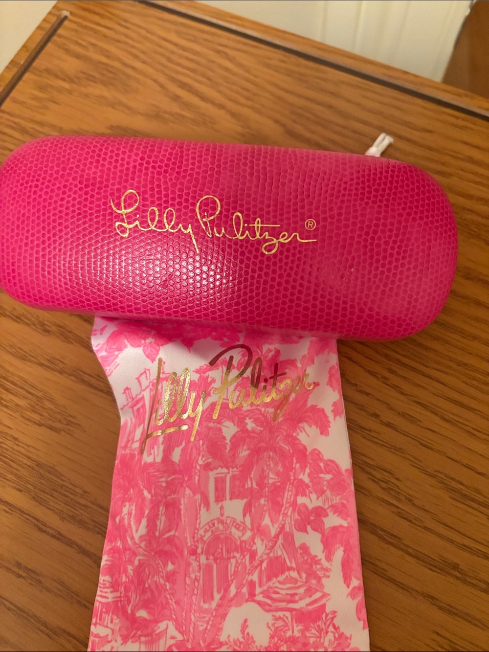 Lilly Pulitzer Hot Pink Hard Shell Sunglasses Case with Printed Pouch